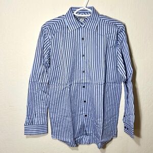 DKNY Big Boys Blue Striped Button Down Dress Shirt Size 18